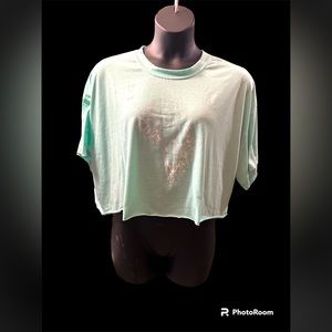 WST CST MINT SHORT SLEEVE CROP TOP T-SHIRT SIZE L